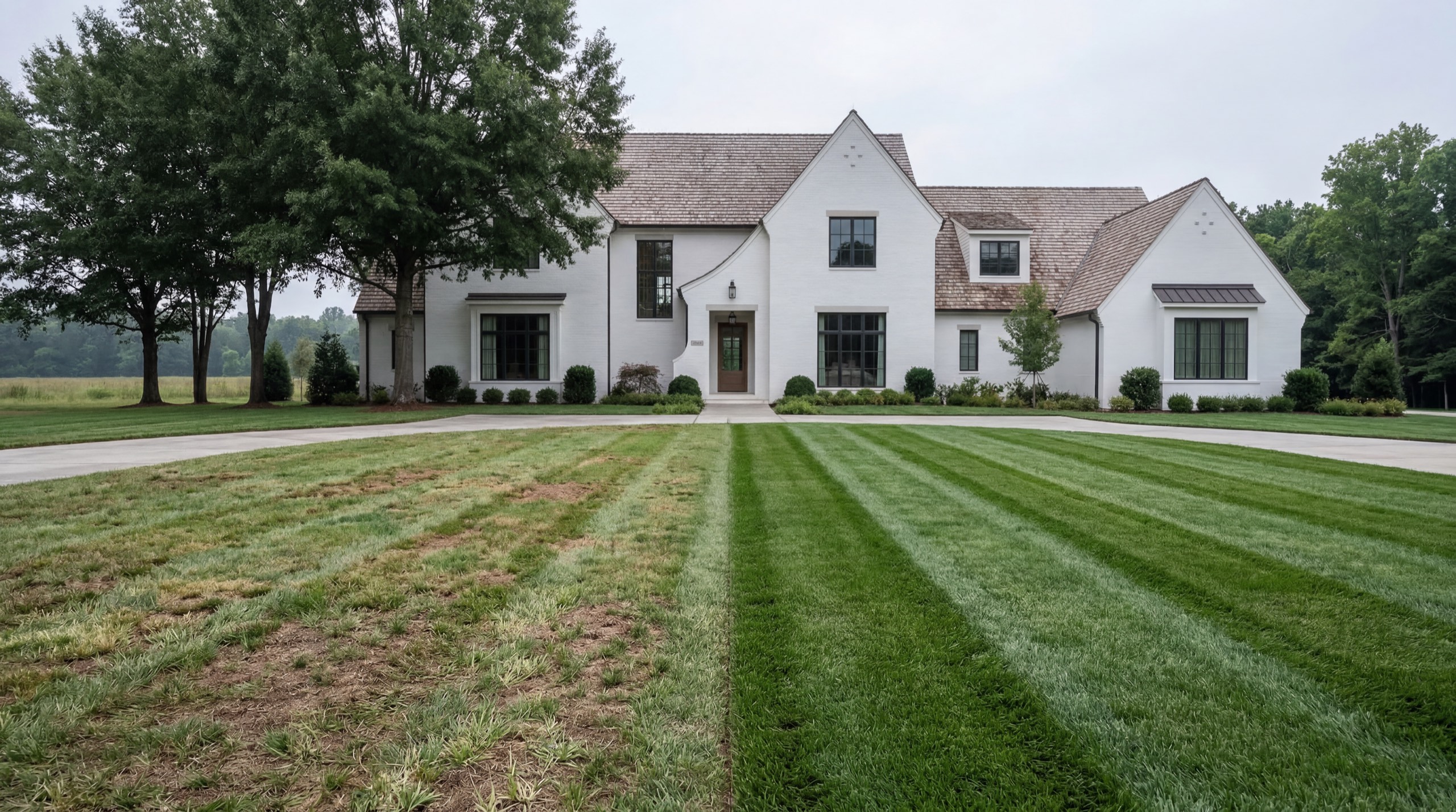 A Middle Tennessee lawn before and after a season of Pure Turf treatments