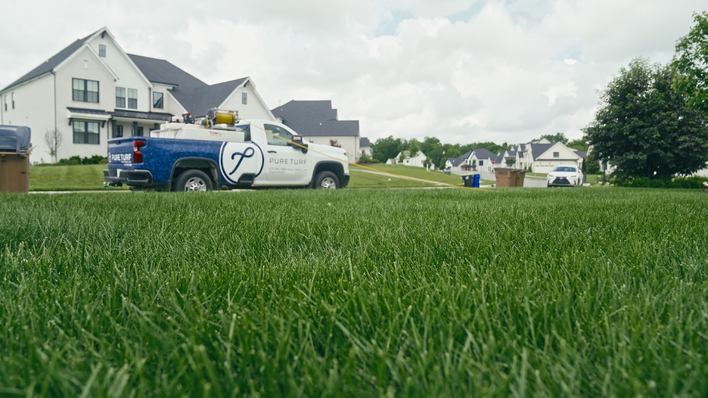 A Pure Turf truck parked at a Middle Tennessee property