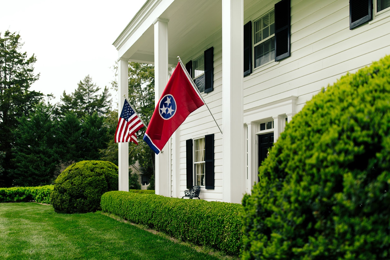A freshly striped green lawn at a Middle Tennessee home